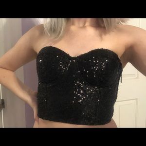 Bustier sequin crop top